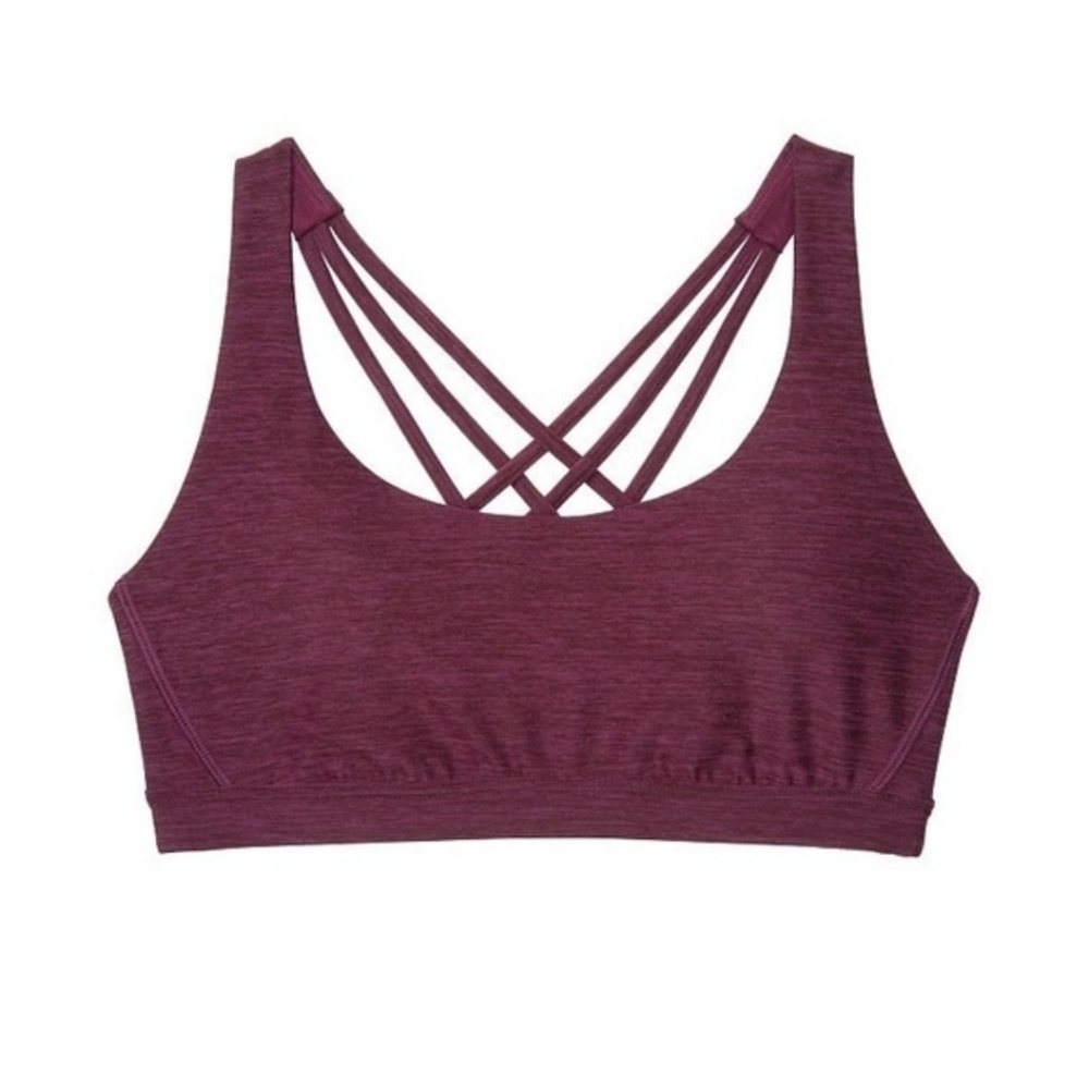 Victorias Secret Lightly Lined Strappy Crossback Sports Bra Burgundy New - Picture 3 of 3